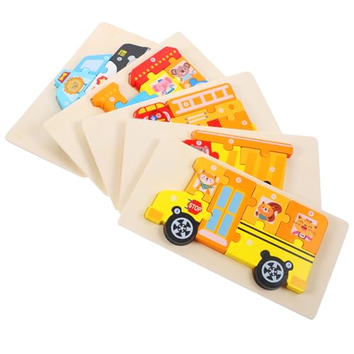BESTonZON 5 Sätze Teiliges Holz Puzzle für Pädagogisches Lernspielzeug mit Sicherer Verarbeitung Fördert Feinmotorik Kognitive Entwicklung und Hand Auge Koordination für Kleinkinder von BESTonZON