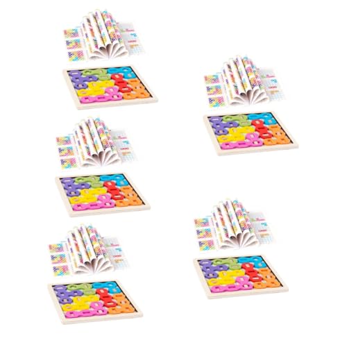 BESTonZON 5 Sätze Vorschulspielzeug Kinder rätsel Kinder Puzzle kindergeschenk Spielset aus Holz Babyspielzeug aus Holz Rätsel für Babys Bunte Rätsel hölzern Tablett Kleinkind Papier von BESTonZON