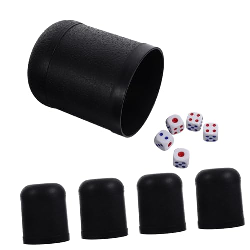 BESTonZON 5 Sätze Würfelbecher Wegbringen Würfelschüttler Würfelstapelbecher Kaffeetassen Tasse Würfel Gewürzbehälter Party Shaker-Tasse Klare Würfel Fünf Getränke Sterben Plastik Black von BESTonZON