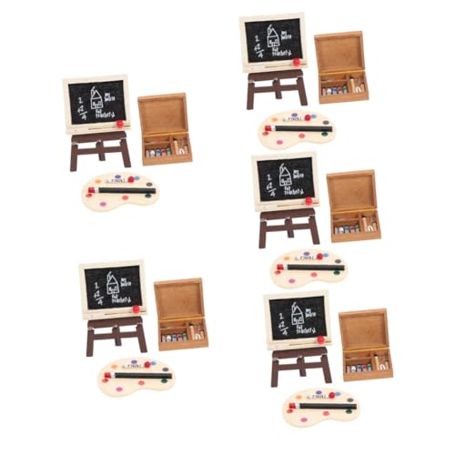 BESTonZON 5 Sätze Zubehör Für Puppenhäuser Puppenhausmöbel Tabletts Dekorativ Dekoration Ornament Holzverkleidung Mini-häuser Mini-zubehör Mini-tafel Malset Hölzern Requisiten Miniatur von BESTonZON