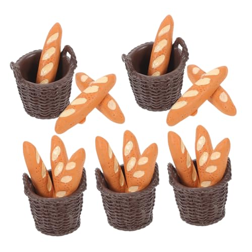BESTonZON 5 Satz Teiliges Miniatur-brotset mit Realistischen Baguette-körben Puppenhaus-küchenzubehör Detailgetreue Nachbildung Kreative Dekoration für Backstuben-Themen Vielseitige von BESTonZON