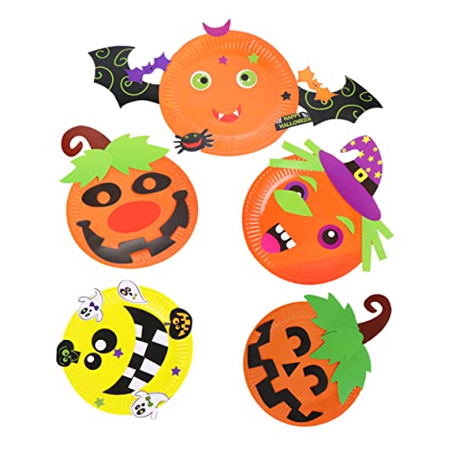 BESTonZON 5 Stück Halloween Spaß Cartoon Papierpalette Kinderspielzeug Pappteller DIY Pappteller Material Halloween Pappteller Aufkleber Pappteller Kit Pappteller Kunst Kit DIY von BESTonZON