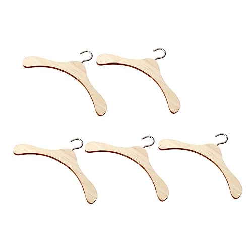 BESTonZON 5 Stück Holz Miniatur Puppen Kleiderbügel Langlebige Holz Kleiderbügel für Puppen Praktische Aufbewahrungslösung für Puppenmöbel Zubehör von BESTonZON