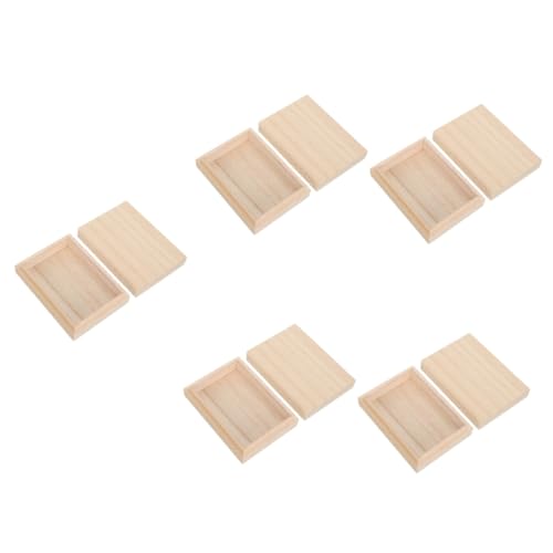 BESTonZON 5 Stück Holz Spielkartenbox aus Premium Kiefernholz Staubdicht Robust Leicht zu Reinigen Sichere Aufbewahrung für Poker und Kartenspiele Glatte Oberfläche ohne Scharfe Kanten von BESTonZON
