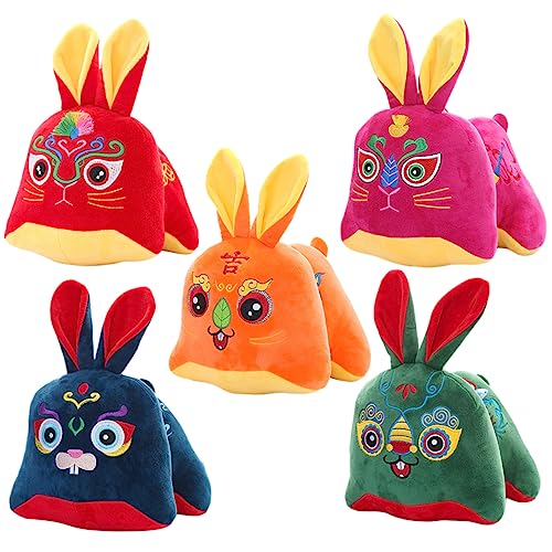 BESTonZON 5 Stück Kaninchen Plüschtier Ausgestopfter Hase Kinderspielzeug Neujahrsornament Neujahrs Plüschdekoration Neujahrs Plüschkaninchen Neujahrsdekorationen Hängender von BESTonZON