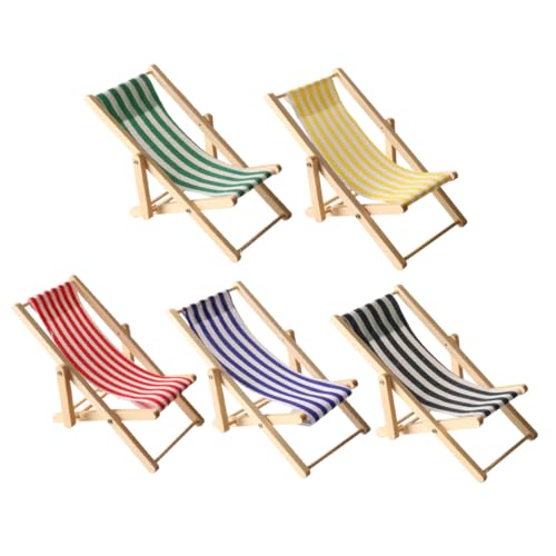 BESTonZON 5 Stück Mini Strandstuhl Deko Holz Stoff Klappbar Puppenhaus Miniatur Stuhl Für DIY Garten Figuren Sammler BESTonZON 5 Stück Mini Strandstuhl Deko Holz Stoff Klappbar Puppenhaus Miniatur Stuhl Für DIY Garten Figuren Sammler von BESTonZON