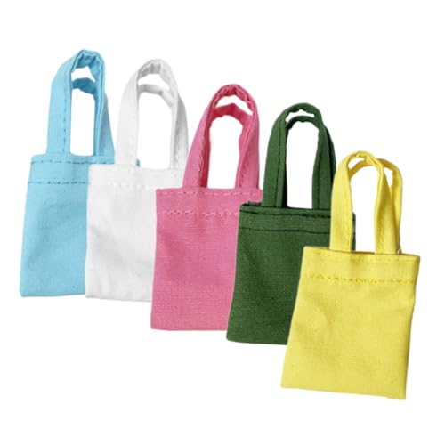 BESTonZON 5 Stück Miniature Handtasche für Puppen aus Robustem Canvas für Puppenhäuser und Fotografie Requisiten Farben Erhältlich von BESTonZON