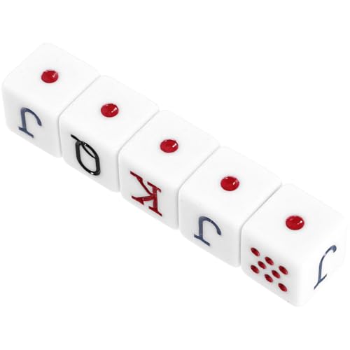 BESTonZON 5 Stück Pokerwürfel Weiß Stabil Langlebig Tragbar Lustiges Würfelspiel für Familien Party Bar Spielgruppen von BESTonZON