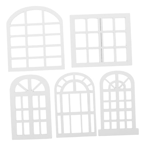 BESTonZON 5 Stück Puppenhaus Zubehör Realistische Kleine Fenster für Puppenhaus Schlafzimmer Dekoration Langlebige Handgefertigte Miniaturen von BESTonZON