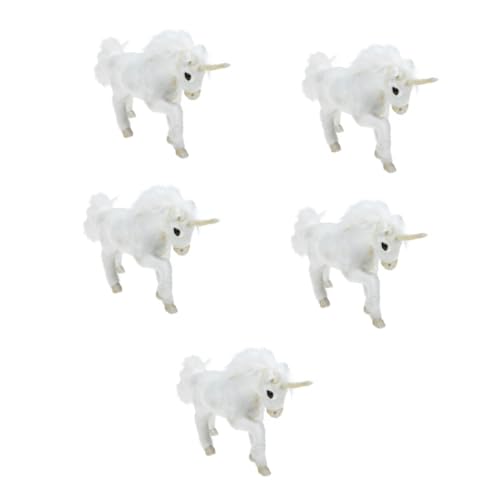 BESTonZON 5 Stück Realistisches Einhorn Kuscheltier Plüschtier Ornament Weiches Langlebiges Stofftier mit Feiner Verarbeitung Dekoratives Schlafzimmer und Schreibtisch Accessoire und von BESTonZON