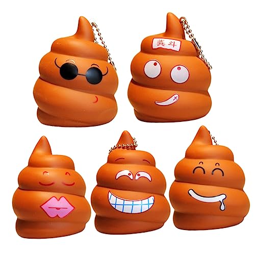 BESTonZON 5 Stück Schlüsselanhänger Funny Toys Fun Toy Lustiges car Keychain Poo Puppe Schlüsselanhänger kniffliges Poop-Schlüsselhalter PVC-Weichkleber Brown von BESTonZON