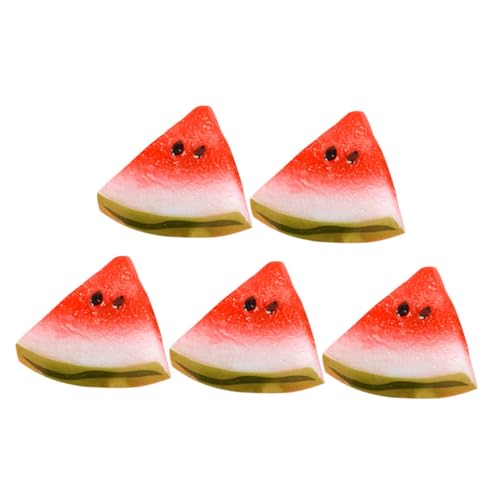 BESTonZON 5 Stück Simulierte Wassermelonenscheiben Künstliche Früchte Realistisch Aussehende Obstschale Modellwürfel Korb Mit Gefälschten Wassermelonenscheiben von BESTonZON
