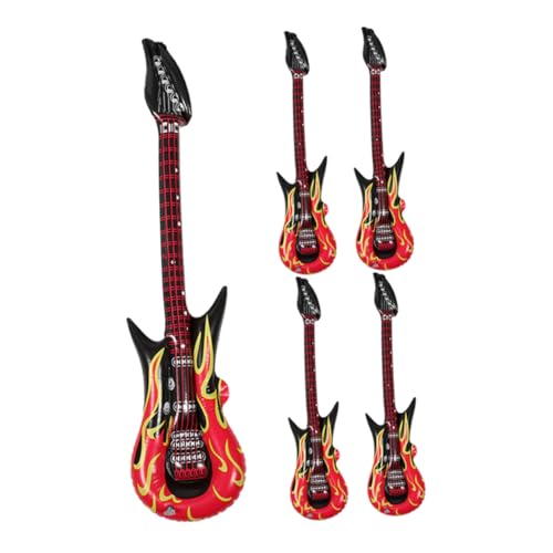 BESTonZON 5 Stück Teiliges Aufblasbares PVC Leichtes Party Bühnenrequisit für Realistische Rock and roll Luftgitarre mit Sicherheitsventil als Kostüm von BESTonZON