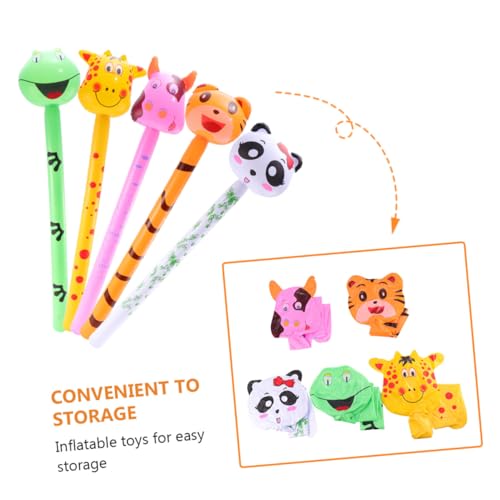 BESTonZON 5 Stück Teiliges Aufblasbares PVC Tierspielzeug Schnelle Befüllung Kindgerechte Designs Wie Kuh Tiger Panda Langlebig und Sicher als Partydeko und Outdoor von BESTonZON