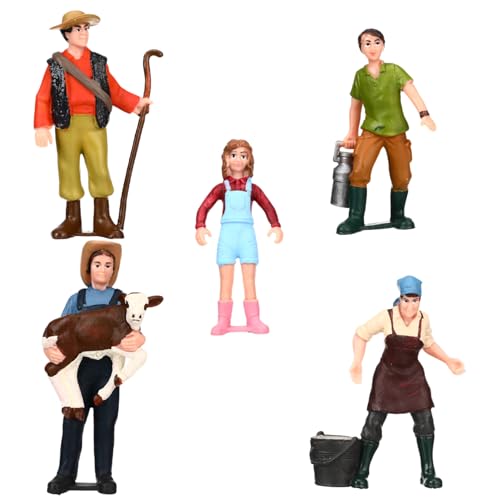 BESTonZON 5 Stück Teiliges Bauernhof Miniatur Figuren aus Umweltfreundlichem Material Realistisch Bemalt Detailgetreu und Langlebig für Modelleisenbahn Architektur und Spiellandschaften von BESTonZON