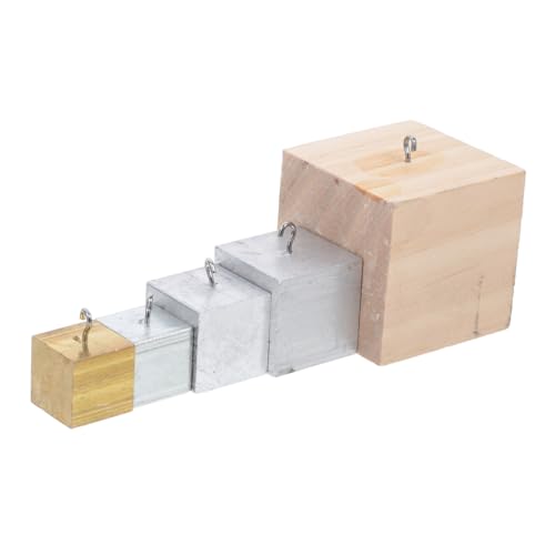 BESTonZON 5 Stück Teiliges Dichtewürfel Set aus Holz und Aluminium mit Praktischem Haken Präzise Würfel für Wissenschaftliche Experimente und Physikunterricht Vielseitiges von BESTonZON