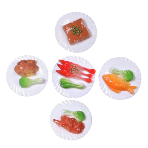 BESTonZON 5 Stück Teiliges Großer Realistischer Chinesischer Miniatur Food Modelle aus Sicherem Harz Detailreiche Puppenhausdekoration für Häuser und Kreatives von BESTonZON