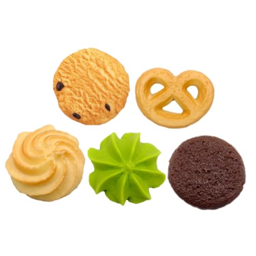 BESTonZON 5 Stück Teiliges Künstliches Keksset Realistische Bäckerei Deko Lebensmittelechte Simulation Keksmodelle Fotorequisiten für Lernspielzeug und Vitrinenschmuck von BESTonZON