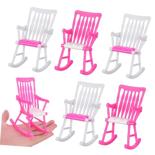 BESTonZON 5 Stück Teiliges Mini Schaukelstuhl für Puppen Farbige Rollenspiel Stühle Kleine Puppenhaus Zubehör Dekorative Sitzmöbel für Kreative Accessoires Zufällige Farbe Zufällige Farbe von BESTonZON