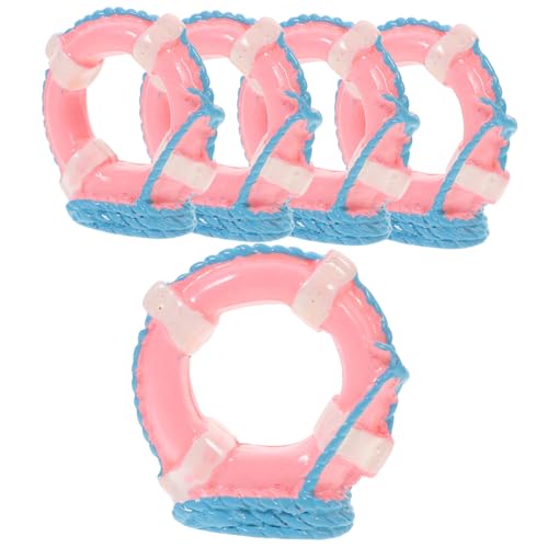 BESTonZON 5 Stück Teiliges Mini Schwimmring aus Hochwertigem Material Detailgetreues Puppenhaus Zubehör Kleine Rettungsring Dekoration in Rosa für DIY Basteln und Miniatur Wohnraumgestaltung von BESTonZON