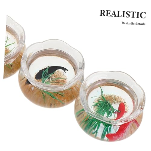 BESTonZON 5 Stück Teiliges Miniatur Fischglas Kleines Rundes Aquarium mit Simulierten Koi und Wasserpflanzen Realistisches Mini Fischbecken aus Kunststoff für Puppenhaus Dekoration und BESTonZON 5 Stück Teiliges Miniatur Fischglas Kleines Rundes Aquarium mit Simulierten Koi und Wasserpflanzen Realistisches Mini Fischbecken aus Kunststoff für Puppenhaus Dekoration und von BESTonZON