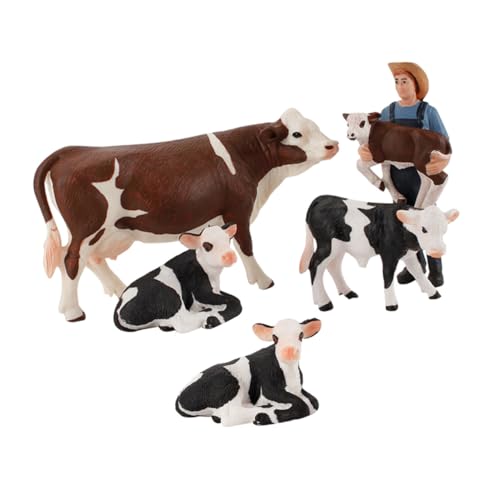 BESTonZON 5 Stück Teiliges Realistische Bauernhoftiere Mini Kühe PVC Modellspielzeug für Indoor Outdoor Spiel Farm Ökosystem Lernspielzeug Dekoration von BESTonZON
