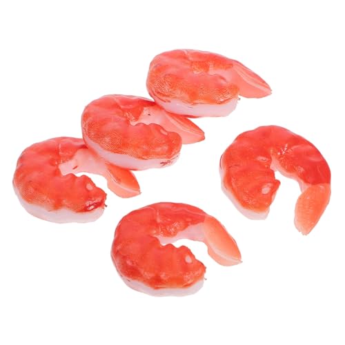 BESTonZON 5 Stück Teiliges Realistische Garnelenmodelle aus Kunststoff Lebensechte Nachbildung für DIY Food Play Dekorative Garnelenfiguren für Fotografie und Interaktives Spiel von BESTonZON