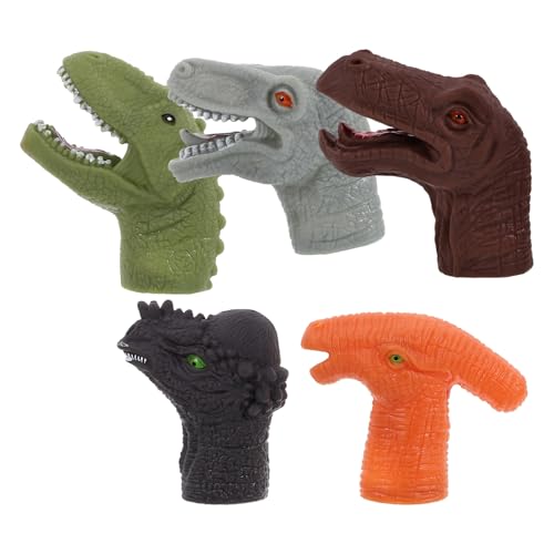 BESTonZON 5 Stück Teiliges Set Dinosaurier Fingerpuppen für Handspielzeug aus Flexiblem Material für Eltern Junge Mädchen Interaktion Partygeschenk von BESTonZON