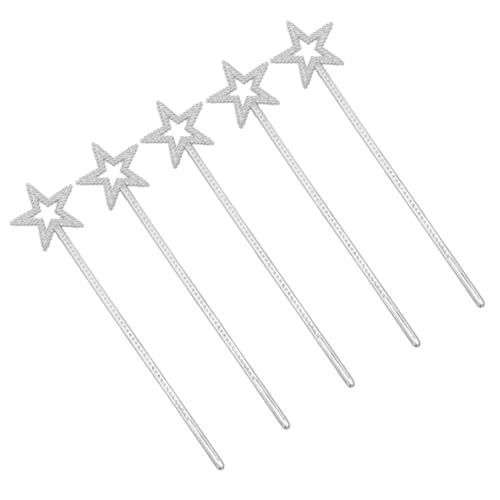 BESTonZON 5 Stück Teiliges Silberne Plastik Zauberstäbe mit Fünf Zackigem Stern Leicht und Robust Kinderspielzeug für Halloween Rollenspiele und Mottopartys BESTonZON 5 Stück Teiliges Silberne Plastik Zauberstäbe mit Fünf Zackigem Stern Leicht und Robust Kinderspielzeug für Halloween Rollenspiele und Mottopartys von BESTonZON