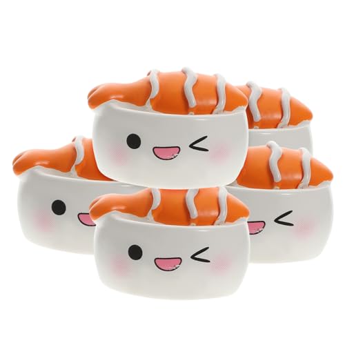 BESTonZON 5 Stück Teiliges Sushi Dekor aus Langlebigem Harz Kreative Cartoon Figuren für Miniaturgärten Puppenhäuser Tortendeko als Niedliche Tischdekoration BESTonZON 5 Stück Teiliges Sushi Dekor aus Langlebigem Harz Kreative Cartoon Figuren für Miniaturgärten Puppenhäuser Tortendeko als Niedliche Tischdekoration von BESTonZON