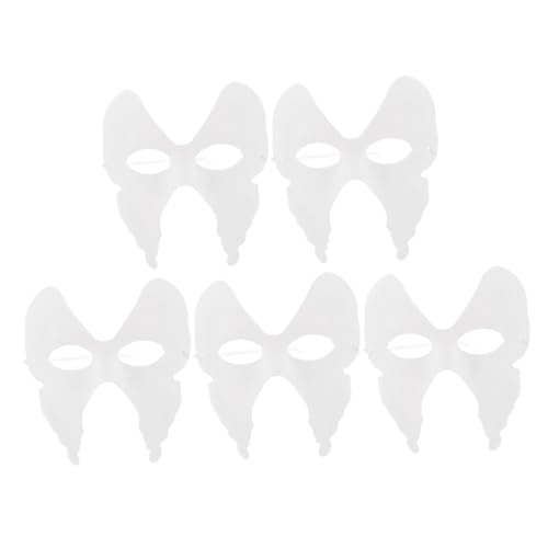 BESTonZON 5 Stück Weiße Halbgesichts Papiermaske für Karneval und Maskerade für Halloween Mottopartys und Kreative DIY Projekte Leicht und Bequem zu Tragen von BESTonZON