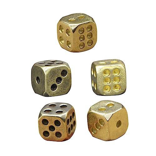 BESTonZON 5 Stück Würfel Aus Reinem Kupfer Ausgefallene 6 Seitige Würfel Einzigartige 6 Seitige Würfel Kleine Würfel Requisitenwürfel 6D Würfel Exquisite Kleine Würfel Metallwürfel von BESTonZON