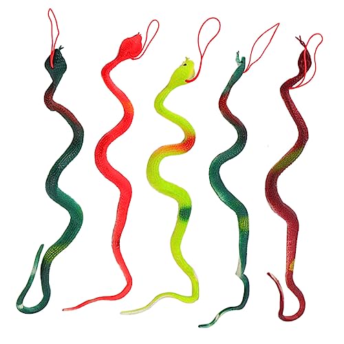 BESTonZON 5 Stücke Lustiges Gummi Schlange Geschmackloses Schlange Giftloses Schlange Dekorativer Artikel Lernspielzeug Rot von BESTonZON