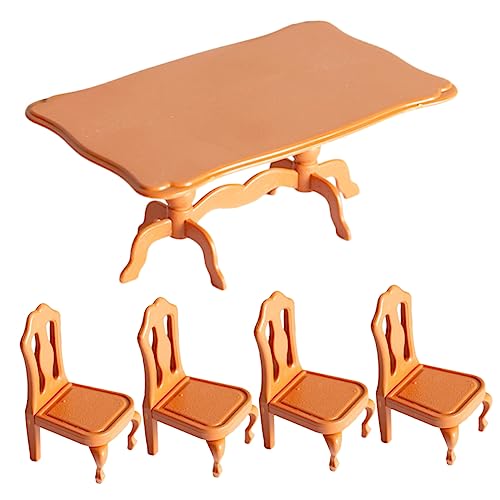 BESTonZON 5 Teiliges Miniatur Küchenmöbel Set Für Puppenhäuser Tisch Und Stühle Ideal Für Kreative Spielwelten Mini Tisch Und Mini Stühle Perfekte Puppenstube Zubehör von BESTonZON