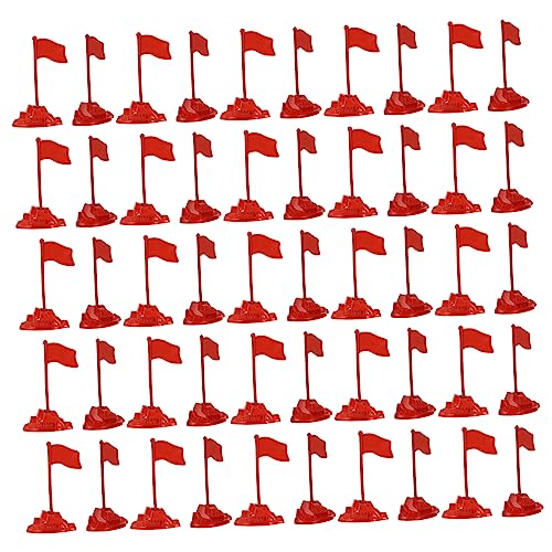 BESTonZON 50 Sätze Teiliges Rotes Plastikflaggen Miniatur Sandtisch Modell Deko Leicht Langlebig Glatte Oberfläche Sicher für Dioramen und Szenegestaltung von BESTonZON