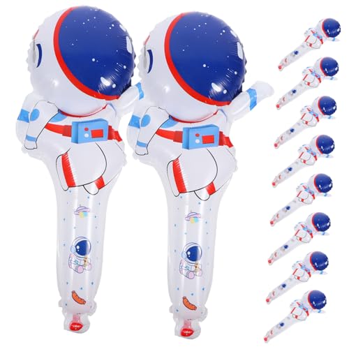 BESTonZON 50 Stück Astronaut Folienballons Handgehalten Aufblasbare Partydeko Cartoon Weltraum Leichte Aluminiumfolie für Kindergeburtstag Fenster und Wanddekoration von BESTonZON
