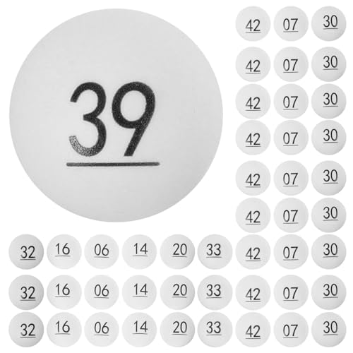 BESTonZON 50 Stück Bingo-Kugeln – Mit Kunststoff Gefüllte Tombola-Kugeln 1–50 Zahlenkugeln Spielbälle Für Bar-Partygeschenke (4 X 4 cm) von BESTonZON