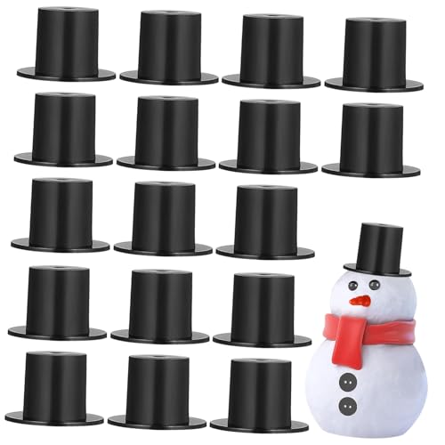 BESTonZON 50 Stück Clown hut aus Kunststoff handgefertigter Mini-Zylinder Mini-Schneemann-Zubehör Kappen eisig weihnachtsdeko weihnachts party DIY zubehör kawaii Miniaturhüte Plastik Black von BESTonZON