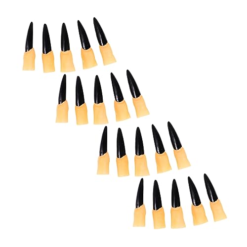 BESTonZON 50 Stück Halloween Finger Betten Zehen Aufkleber Nagelklebestreifen Vorgeben Hexenfinger Fingerkrallen Falsche Fingernägel Zombie Gel-nagellack Falsche Nägel Hexennägel Gummi Black von BESTonZON