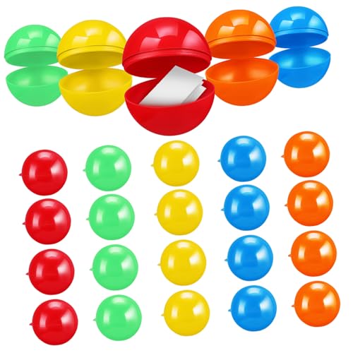 BESTonZON 50 Stück Hohlkugeln aus Kunststoff Befüllbare Tombola Bälle Rot Gelb Grün Orange und Blau für Schulaktivitäten Firmenveranstaltungen und Familienfeiern von BESTonZON