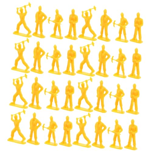 BESTonZON 50 Stück Kleine -spielzeuge Bauarbeitermodell Arbeiter-miniaturmodell Kleinkind So Tun, Als Würde Es Mini-bauarbeiterstatuen Miniatur-arbeiterfigur Pp Yellow von BESTonZON