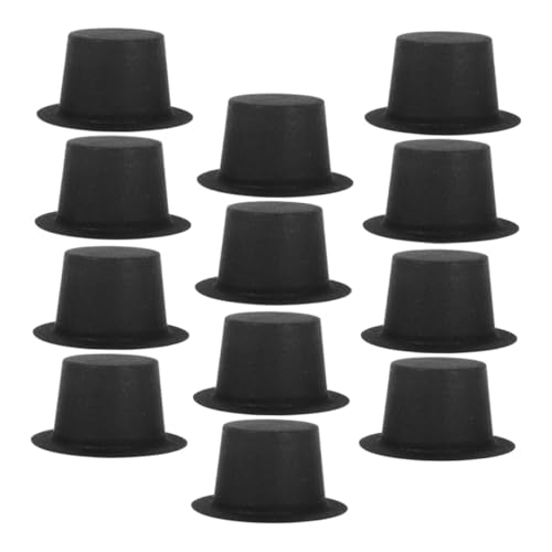 BESTonZON 50 Stück Mini-Hut Spielzeughüte Shampoo-Kappe für Kleinkinder Duschhaube für -Shampoo-Kappe Weihnachts-Zylinder Schneemannmützen schwarzer Filzhut PVC-Beflockung Black von BESTonZON