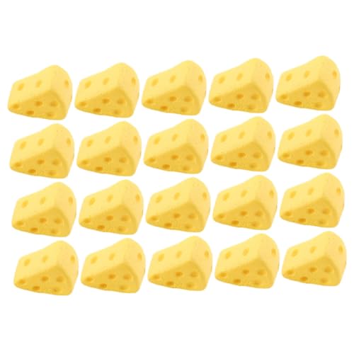 BESTonZON 50 Stück Mini Simulationskäse Dreieckskuchen Dekoration Fotografie Requisite Kunststoff Käse Modell Basteln Küchen Deko Gelb von BESTonZON