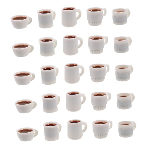 BESTonZON 50 Stück Mini Tassen Dekoration Mini Kaffeetasse Tasse Miniatur Lebensmittel Miniatur Puppenhaus Küchendekor Puppenhaus Kaffeetasse Tasse Getränk Spielharz von BESTonZON