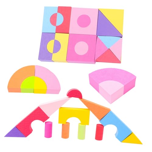 BESTonZON 50 Stück Teiliges Eva Schaumstoff Bausteine Bunte Weiche Montessori Bauklötze für Kleinkinder Stapelbar Sicher und Geruchlos Fördert Feinmotorik Räumliches und Kognitive von BESTonZON