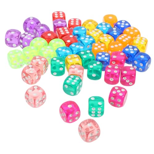 BESTonZON 50 Stück Transparente Farbige Partyspielwürfel Unterhaltungswürfel -layouts Würfeln Spielzeugwürfel Partygeschenk Spielwürfel Requisiten Würfelspielspielzeug Acryl von BESTonZON