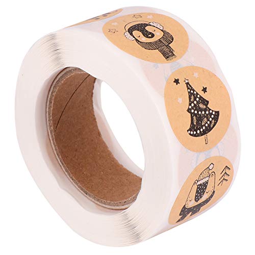 BESTonZON 500 Rolle Etikettenaufkleber Für Geschenktüten Weihnachtsaufkleber Party-Requisite Weihnachtsetiketten Weihnachtsdekoration Weihnachtsabziehbilder Kreativer Siegelaufkleber Yellow von BESTonZON