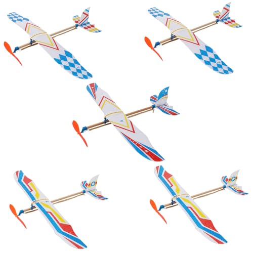 BESTonZON 5 Stück Selbstgemacht Flugzeug Spielzeug für Kinder Handgemachtes Segelflugzeug Pädagogisches Lernspielzeug für Drinnen und Draußen für Geburtstagsfeiern und Neujahr von BESTonZON