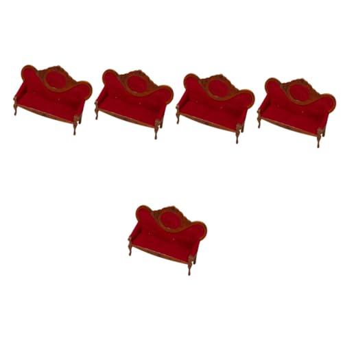 BESTonZON 5st Puppenstubensofa Mini-Sofa Miniaturmöbel Aus Holz Mini-Couch-Modell Kindermöbel Miniatur-puppenhaus Miniaturpuppen Minipuppe Kleinkind Einzelstuhl Hölzern Fertiges Produkt von BESTonZON