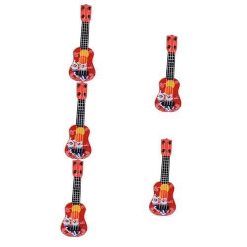 BESTonZON 5st Ukulele Mini Desktop-Gitarren-dekor Spielzeuggitarrenmodell Fotografie Requisiten Gitarrendekor Fotografie Requisiten Gitarrenmodell Musikinstrument Rot Abs Kind Karikatur von BESTonZON